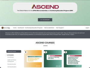 UPOU ASCEND Platform, where UPOU Microcredential courses are offered.